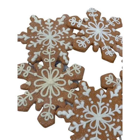 Christmas Gingerbread Snowflake Cookie Ornaments 4in Lot 6 Glitter Decor Holiday - Picture 4 of 9